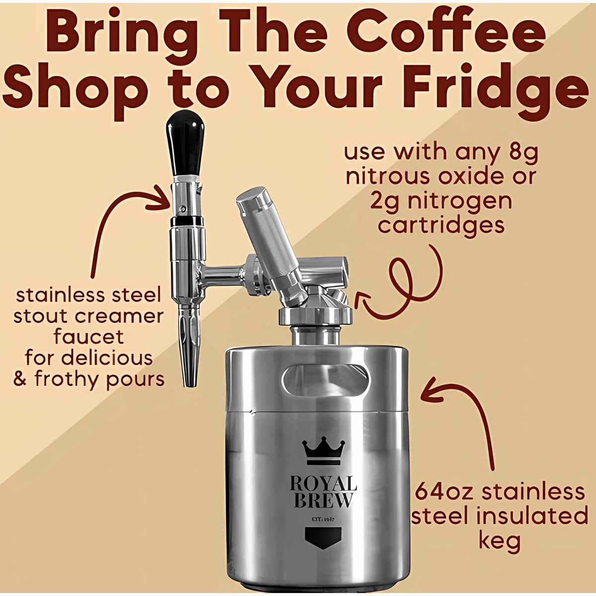 GENERICO - Cafetera Nitro Cold Brew - Barril de 64oz