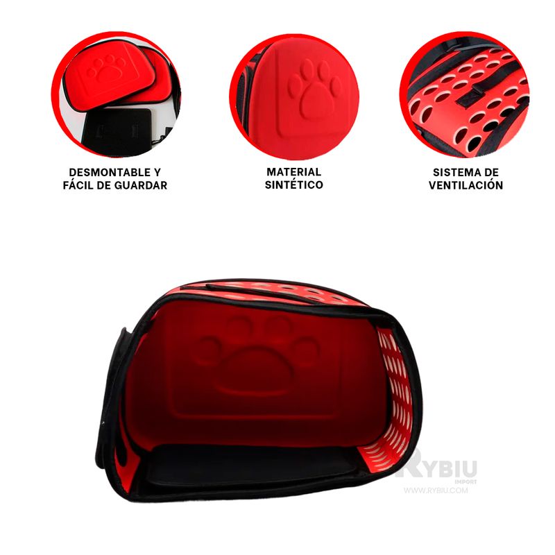 RYBIU IMPORT - Transportin Resistente y Eficaz Rojo Y+Envoltorio de Regalo