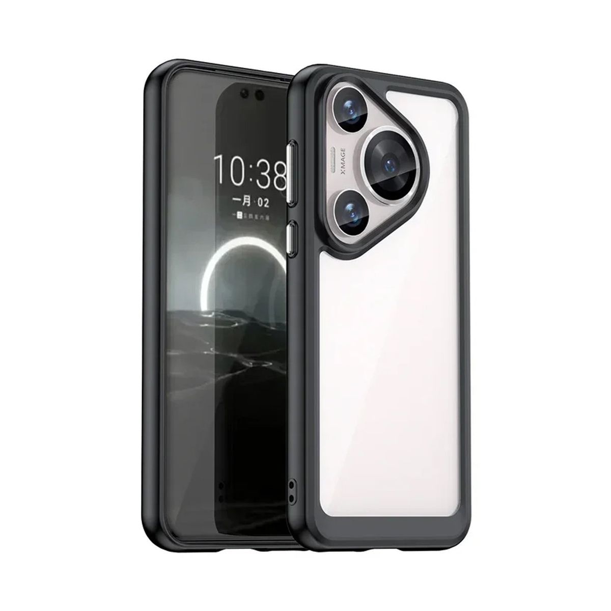 GENERICO - Funda Protector Case 360 HUAWEI P70 PRO - TRANSPARENTE NEGRO ANTISHOCK