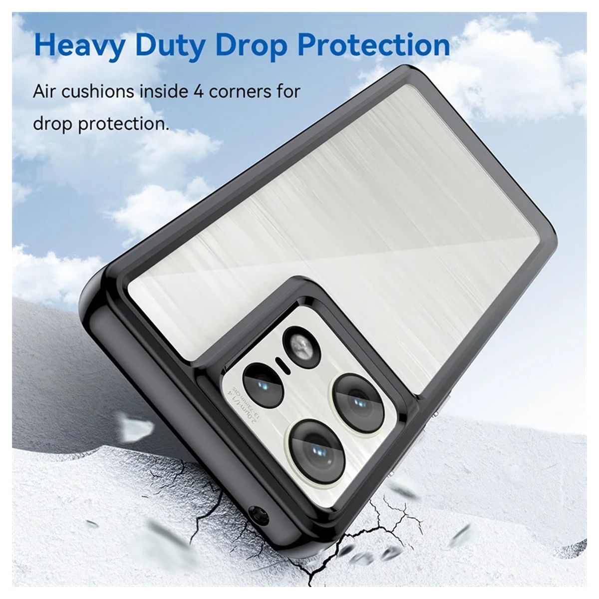 GENERICO - Funda Protector Case 360 HUAWEI P70 PRO - TRANSPARENTE NEGRO ANTISHOCK