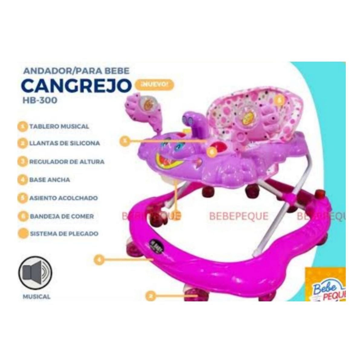 HI BABY - Andador Musical y Luces CANGREJO AZUL