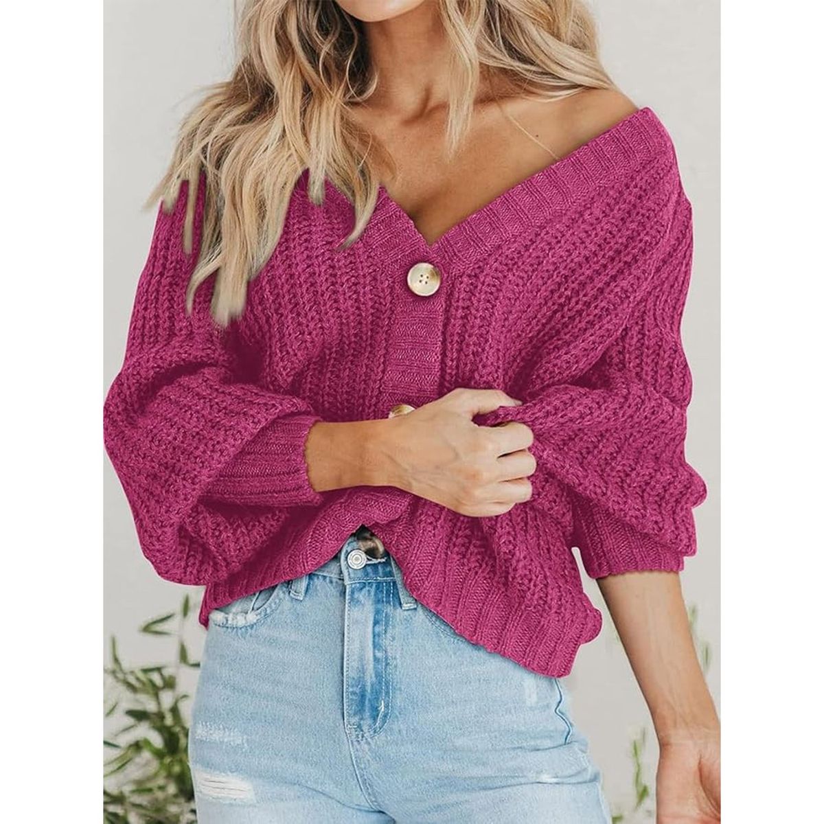 TIOZONEY - Sweater con botones y gorro para mujer