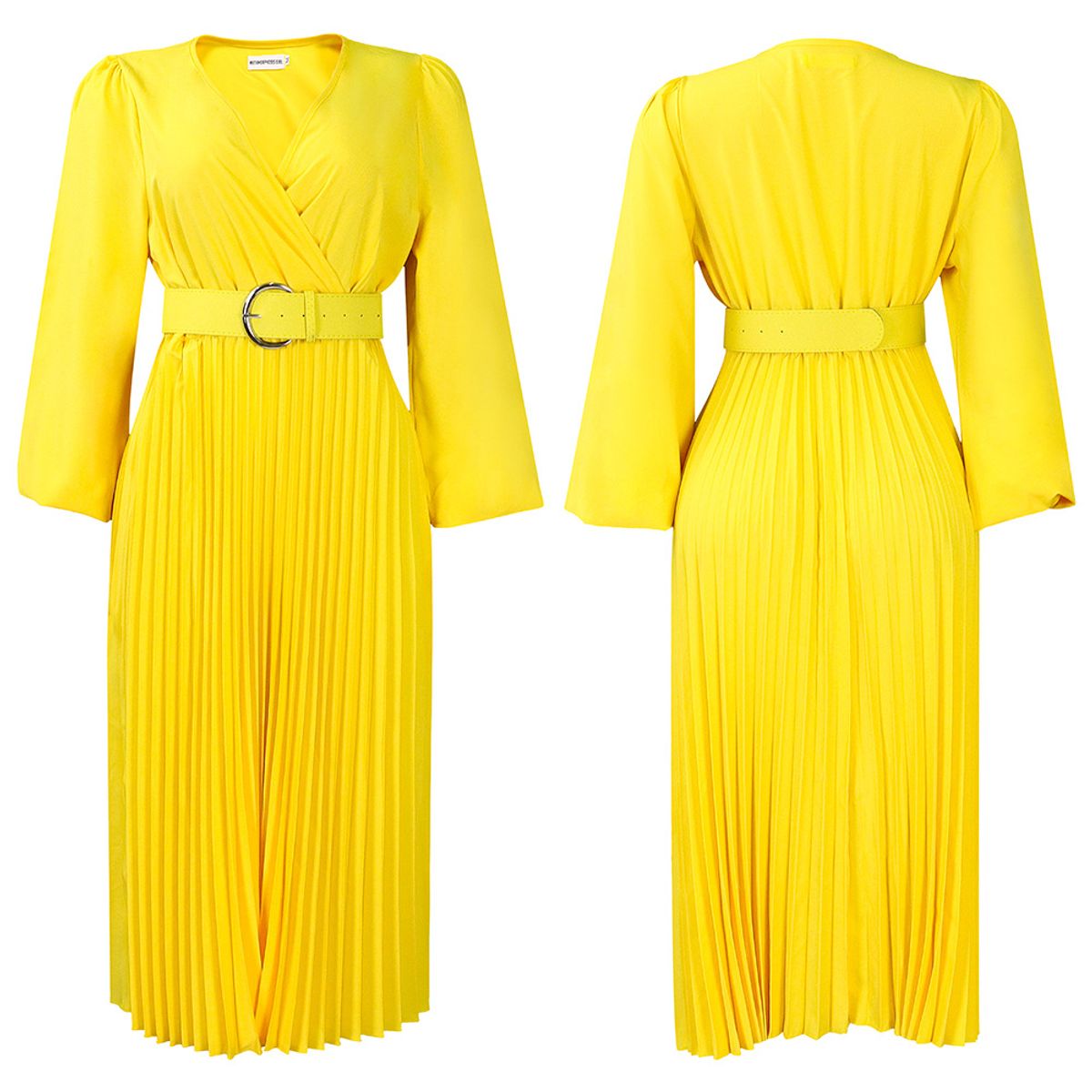 TIOZONEY - Vestido largo de manga larga y cuello en V