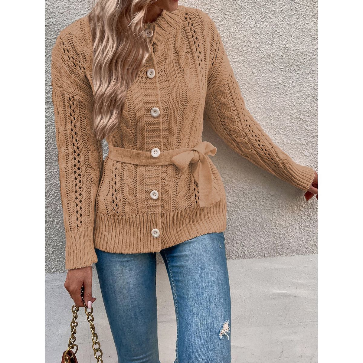 TIOZONEY - Suéter de mujer de primavera - Marrón