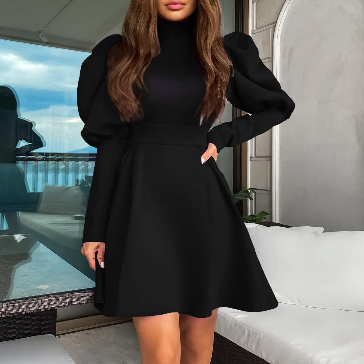 TIOZONEY - Vestido de cintura estrecha para mujer