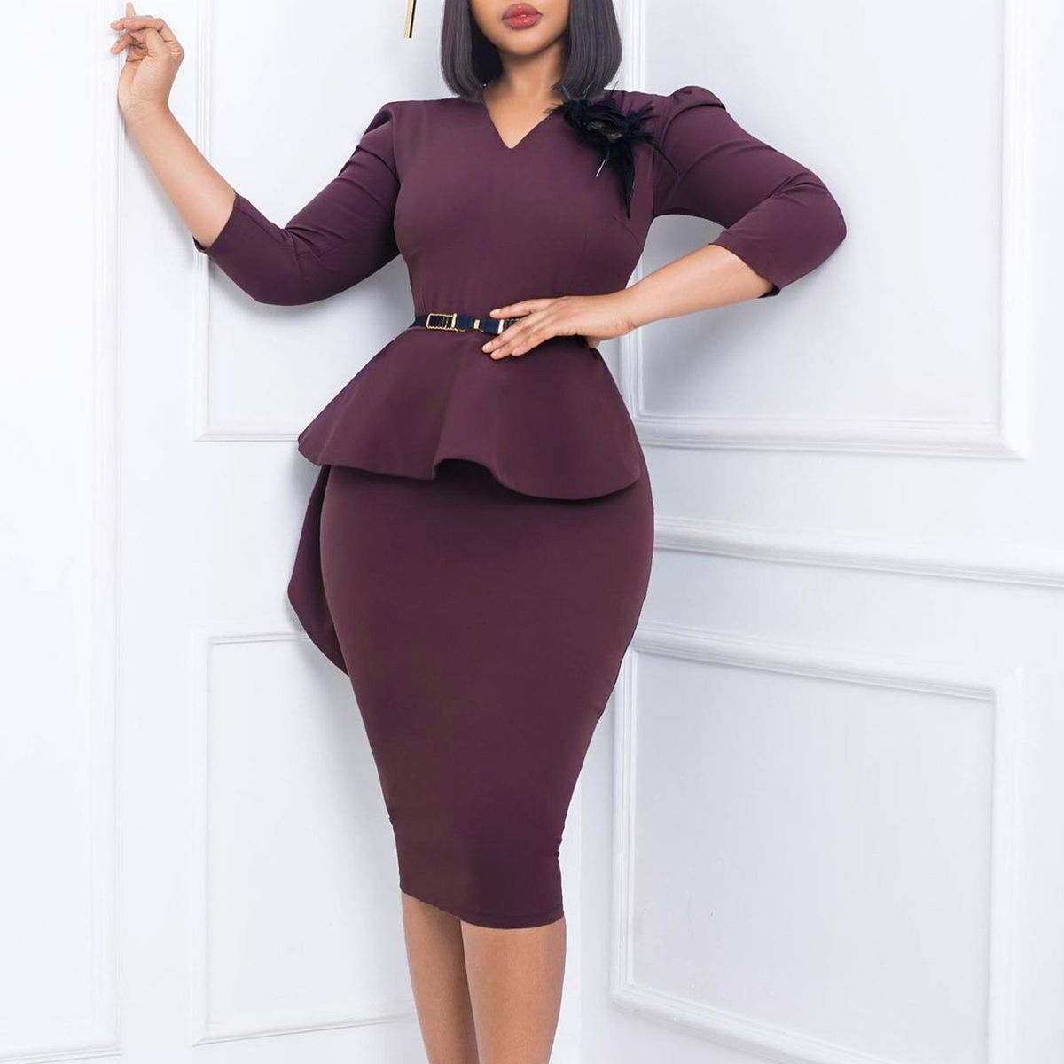 TIOZONEY - Vestido vintage de mujer con cuello en V