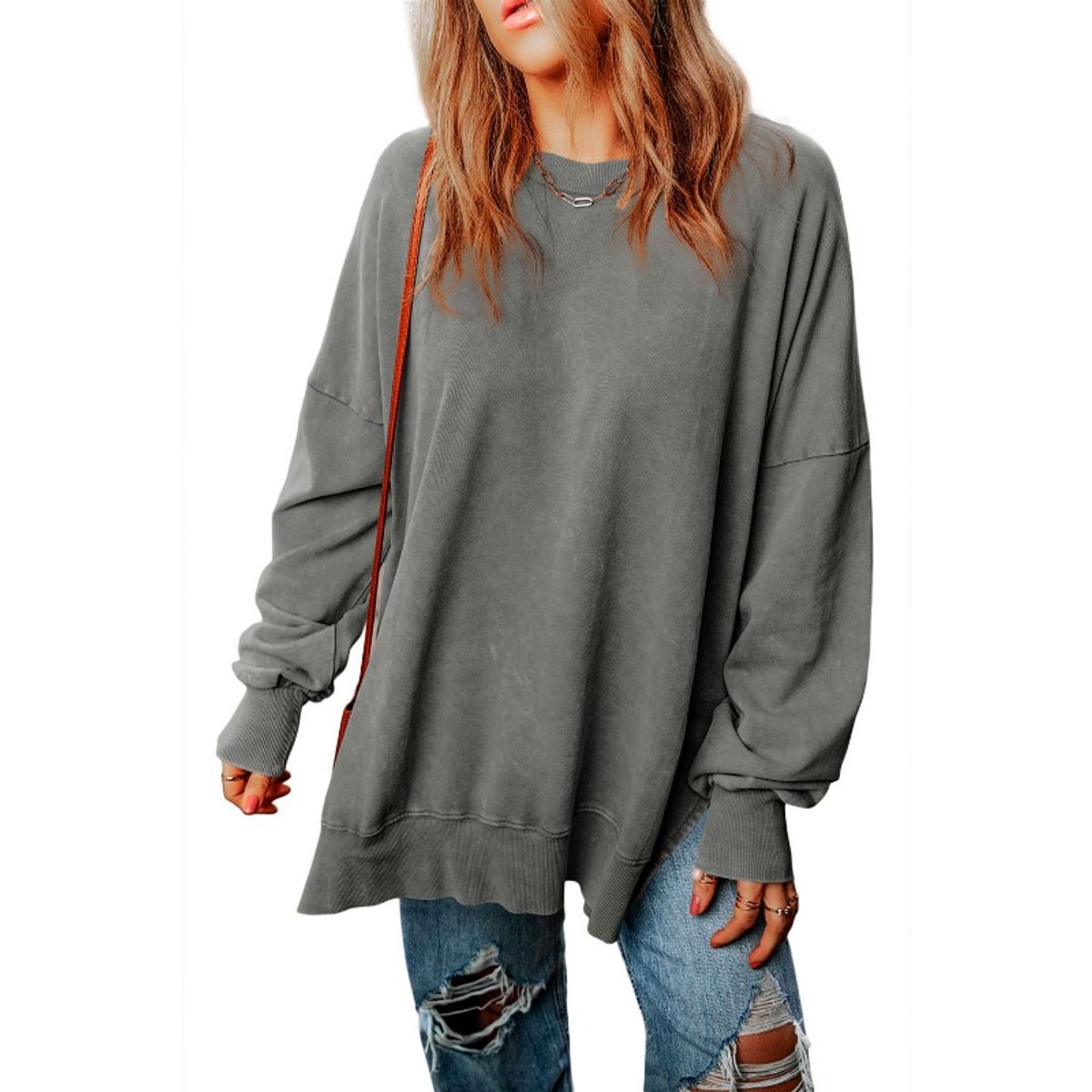 TIOZONEY - Sudadera de cuello redondo para mujer