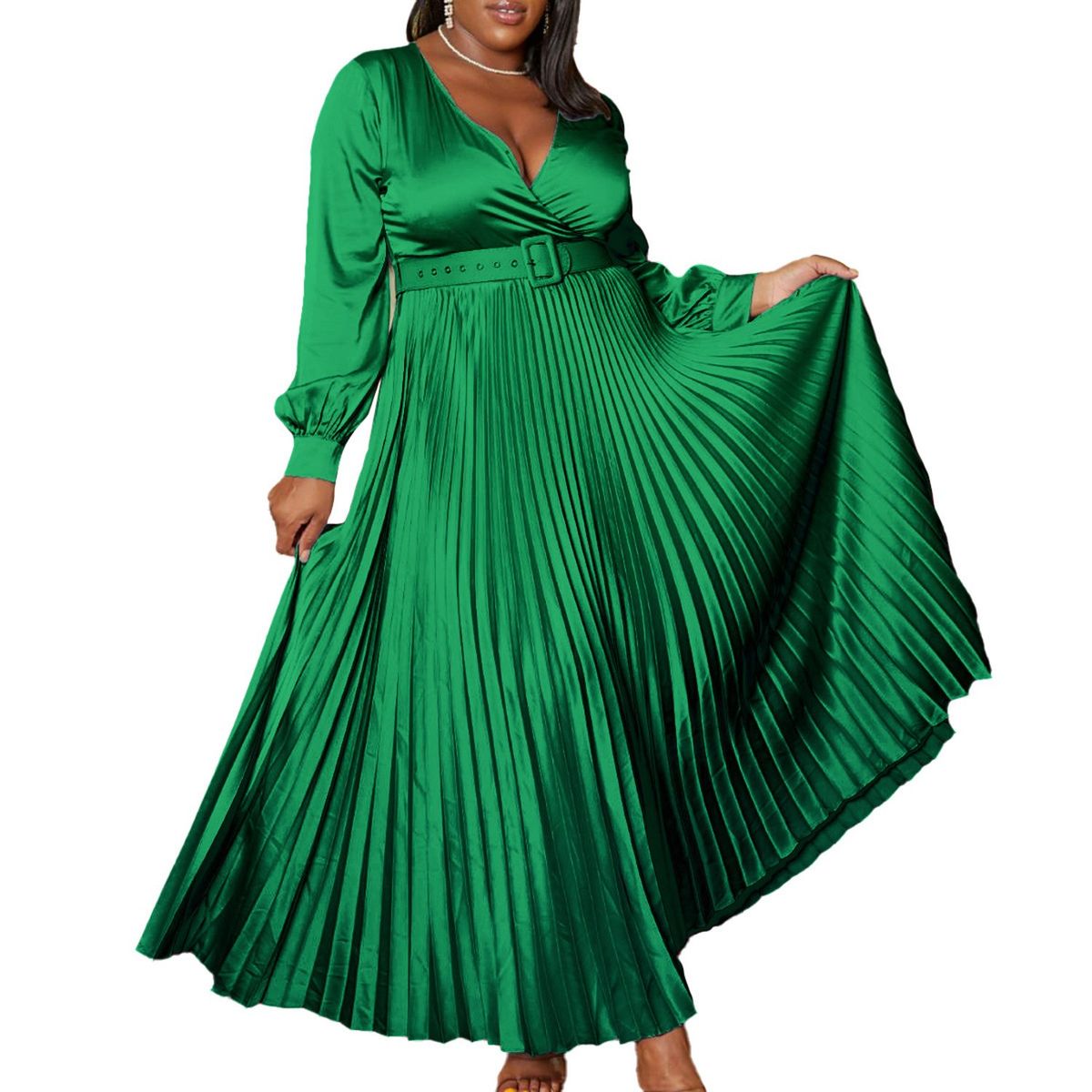 TIOZONEY - Falda plisada de mujer con cinturón