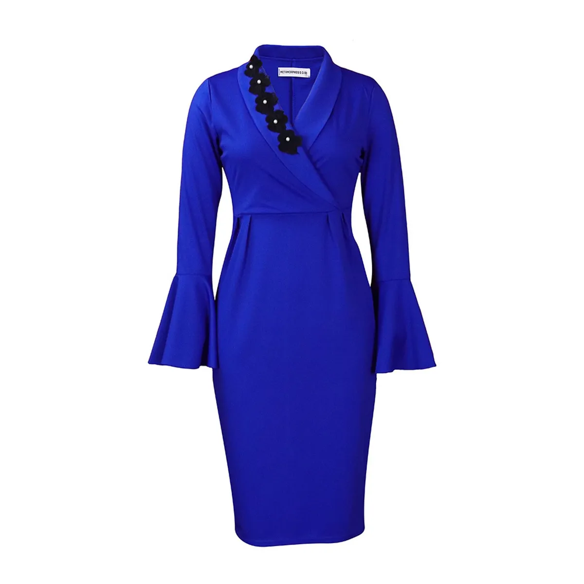 TIOZONEY - Vestido de mujer con mangas acampanadas y escote a la cadera