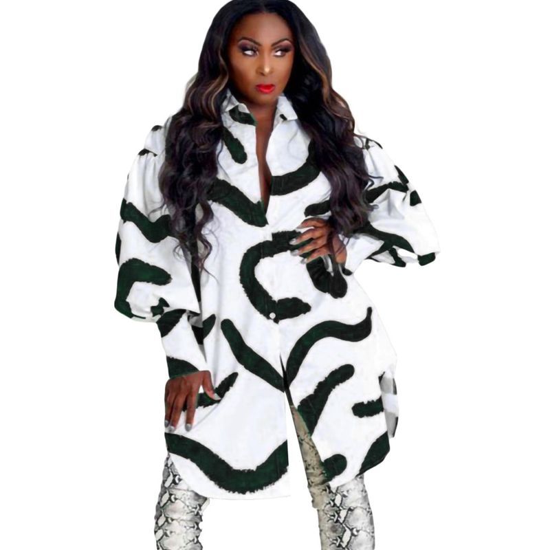 TIOZONEY - Vestido estampado con solapa para mujer