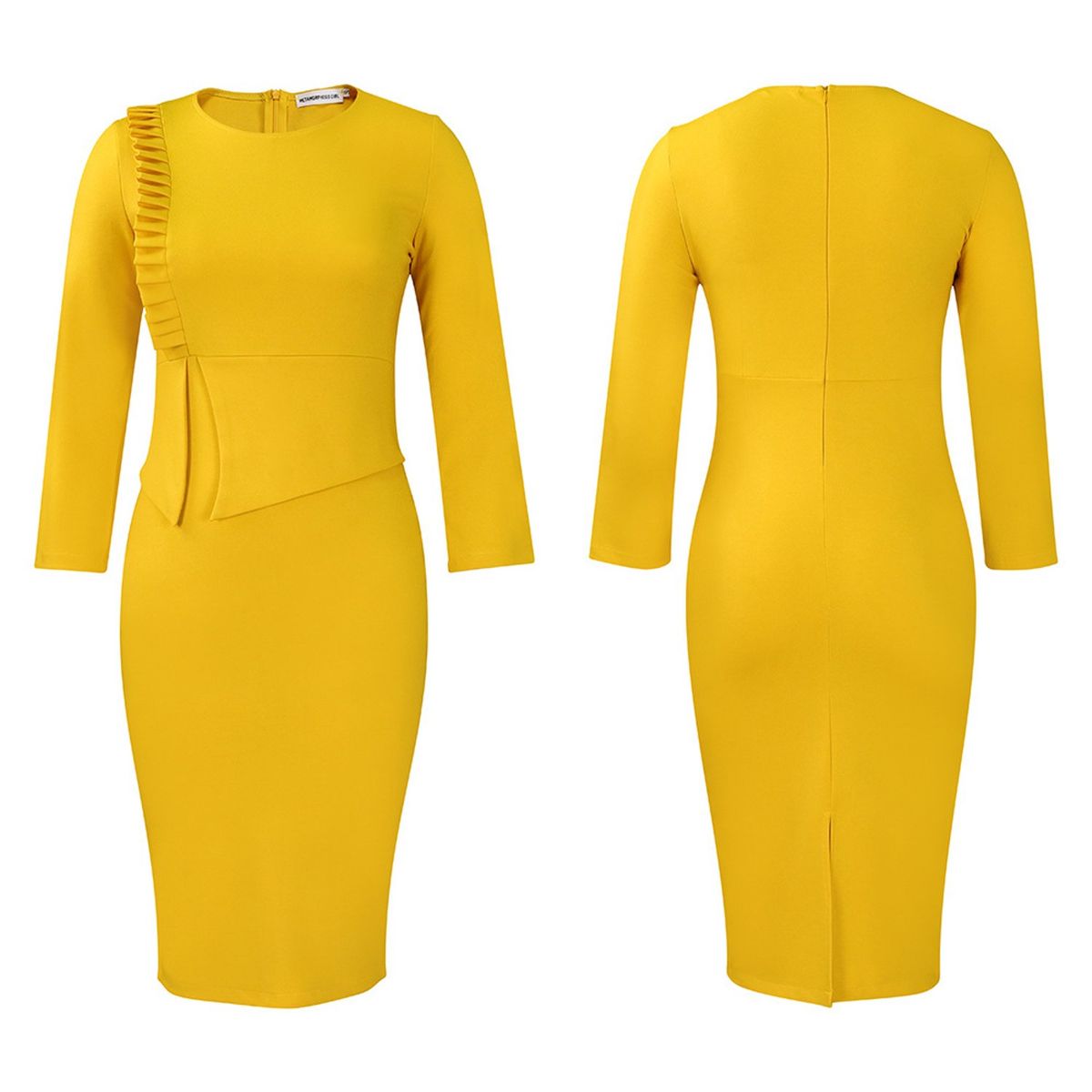 TIOZONEY - Vestido de mujer de manga larga y cuello redondo