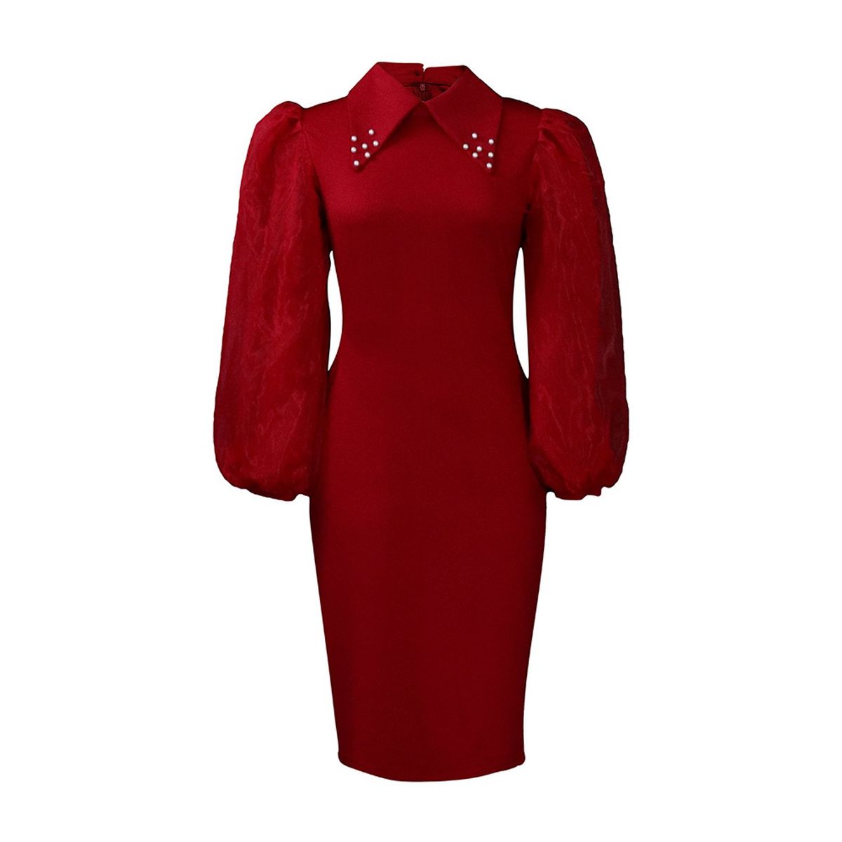 TIOZONEY - Vestido de cuentas con escote de mujer