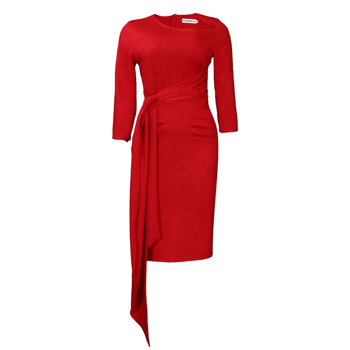 TIOZONEY - Vestido a la cadera con cuello oblicuo para mujer