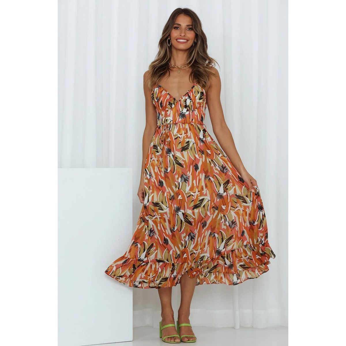 TIOZONEY - Vestido Midi Mujer -Rosa