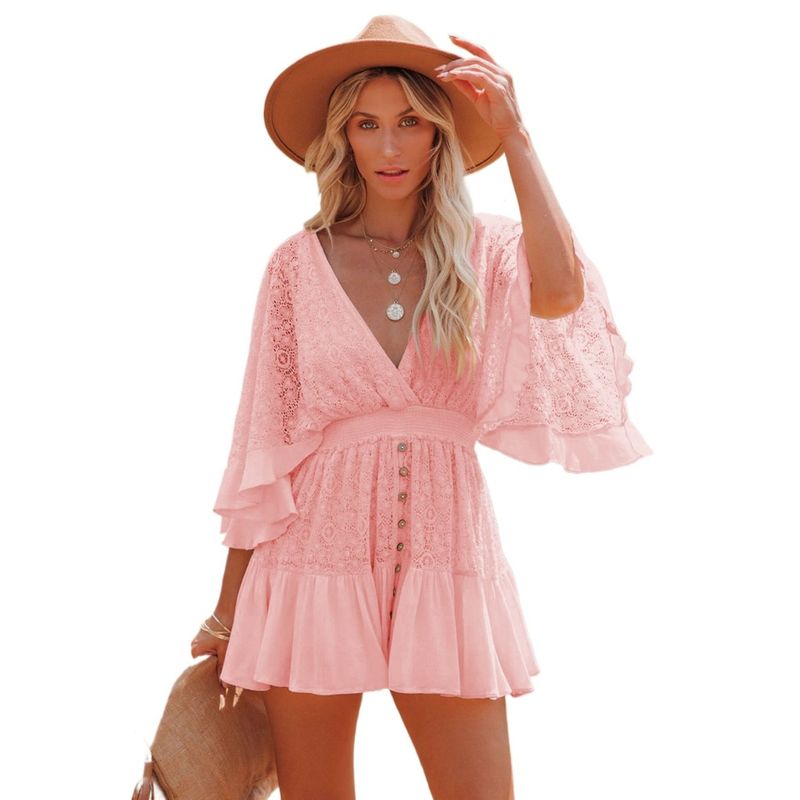 TIOZONEY - Vestido Midi Mujer -Rosado