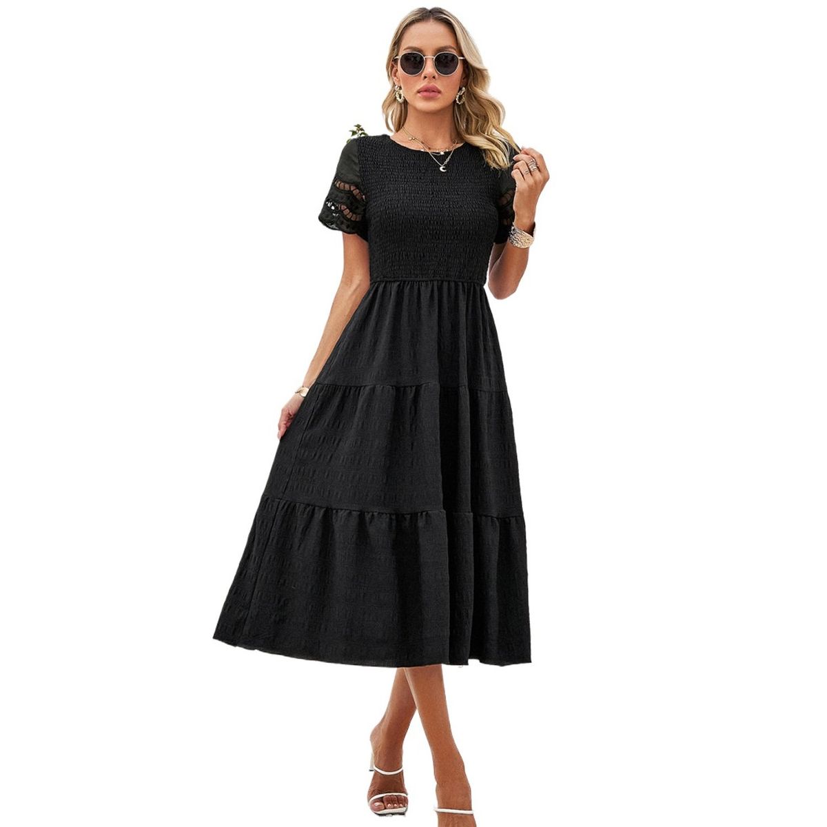 TIOZONEY - Vestido Largo Mujer-Negro