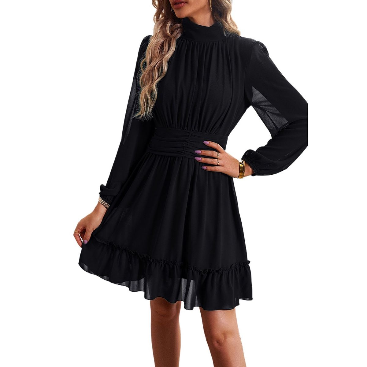 TIOZONEY - Vestido Midi Mujer -Negro