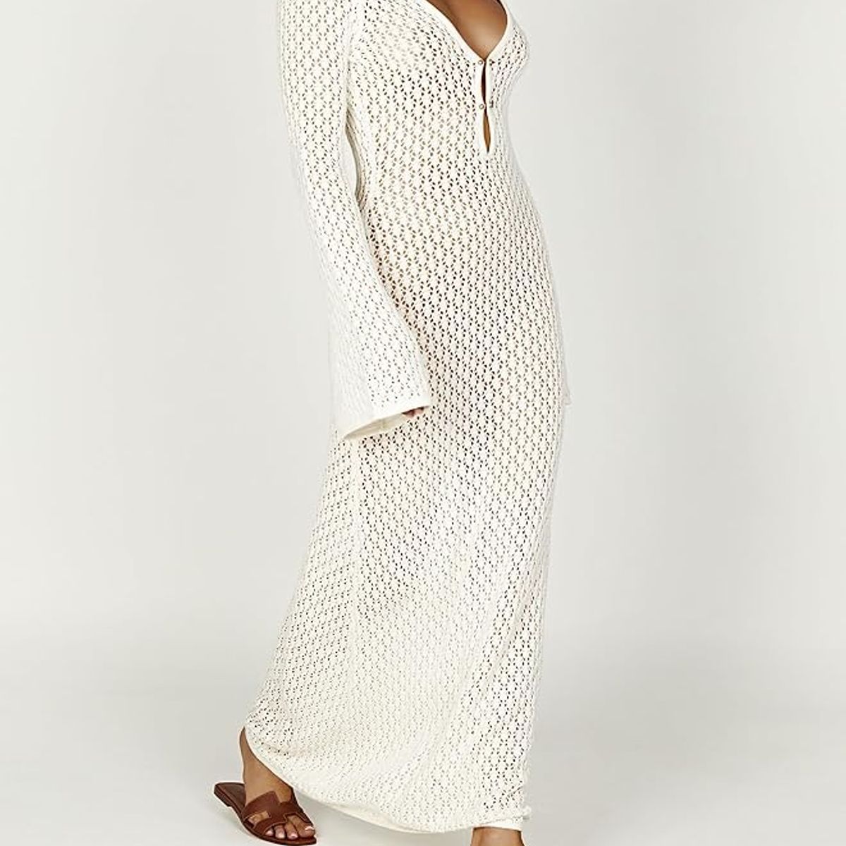 TIOZONEY - Vestidos largos de punto para mujeres - Blanco