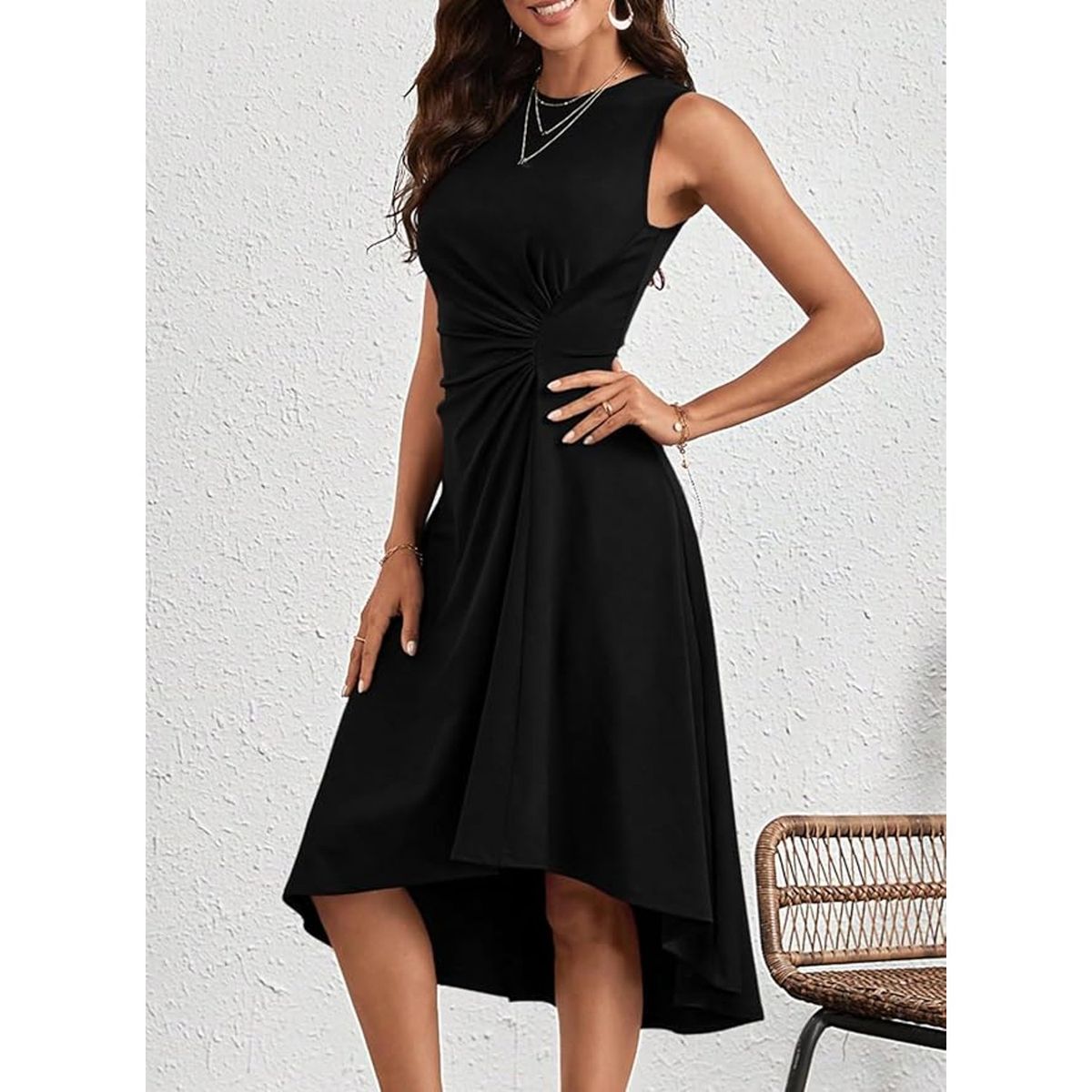 TIOZONEY - Vestido de mujer - Negro