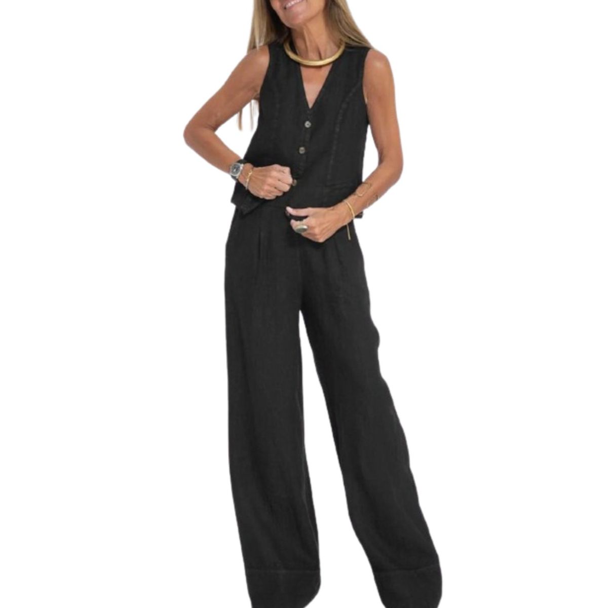 TIOZONEY - Blazer vest y pantalones casuales para mujeres Traje.