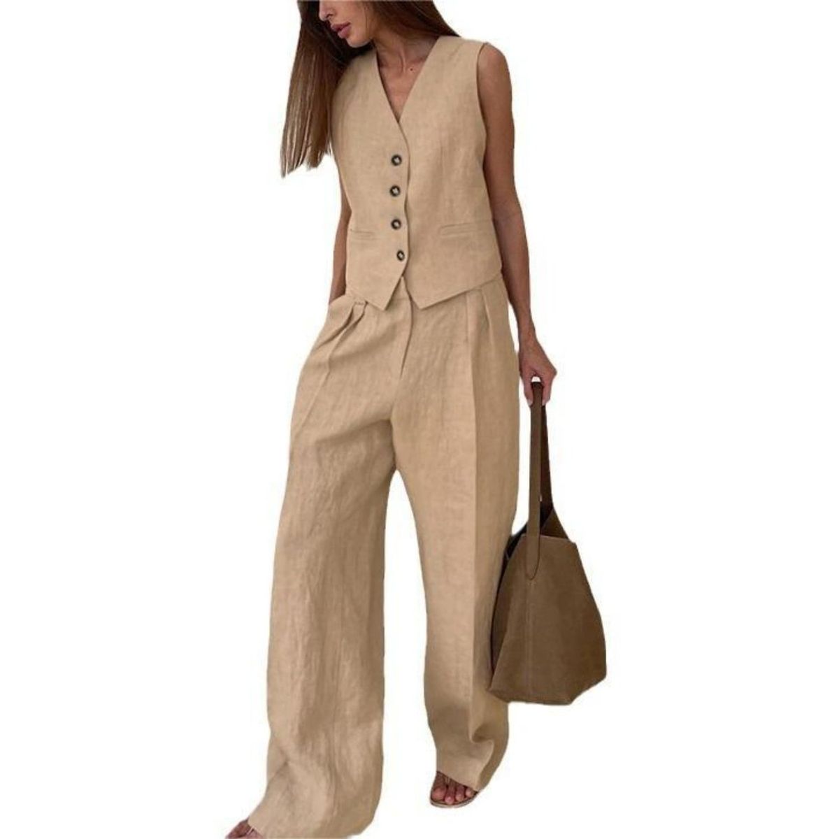 TIOZONEY - Blazer vest y pantalones casuales para mujeres Traje.