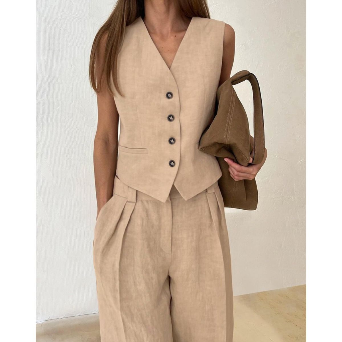 TIOZONEY - Blazer vest y pantalones casuales para mujeres Traje.