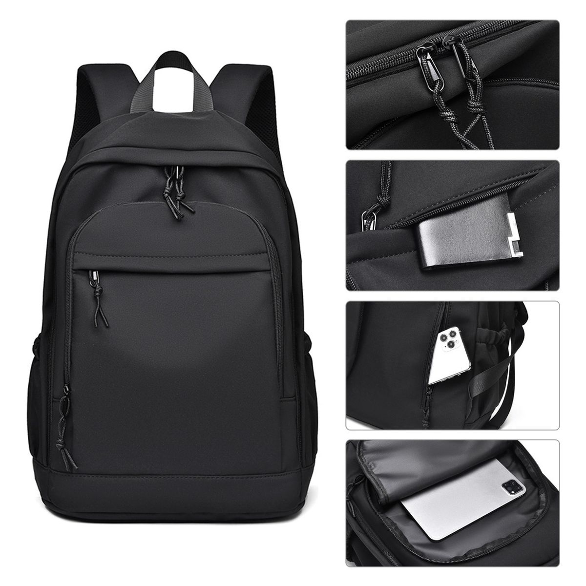 TIOZONEY - Mochila escolar color negro diseño lisa 32L