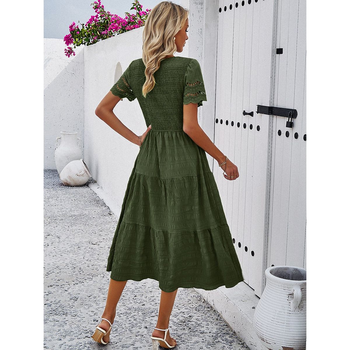 TIOZONEY - Vestido Largo Mujer-Verde