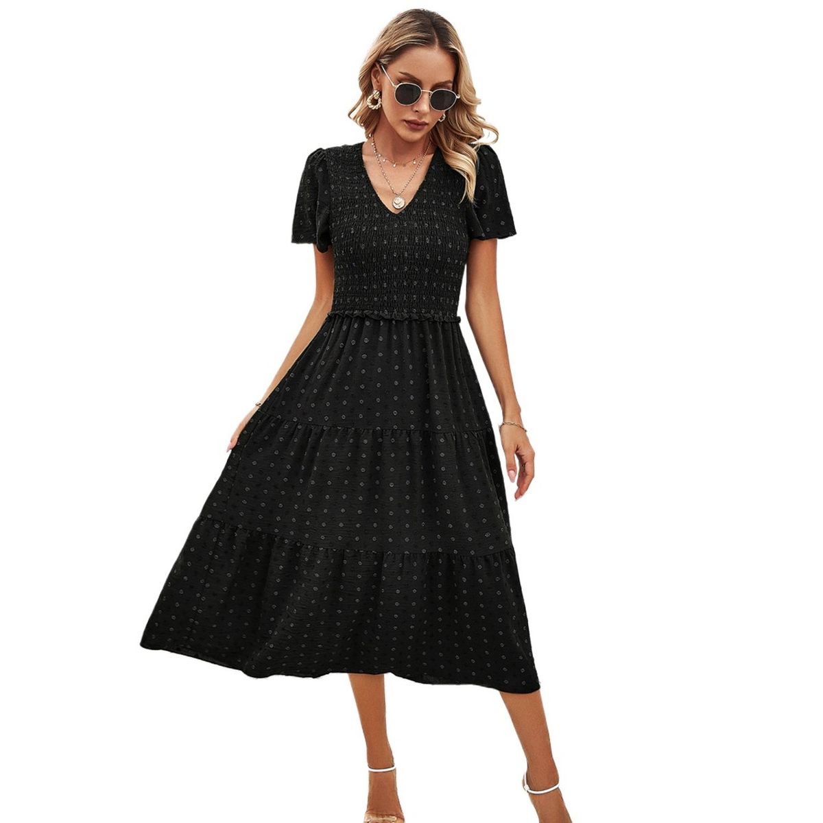 TIOZONEY - Vestido Largo Mujer-Negro