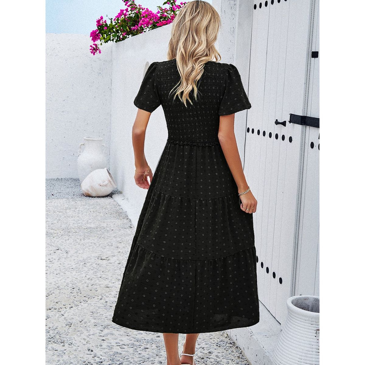 TIOZONEY - Vestido Largo Mujer-Negro