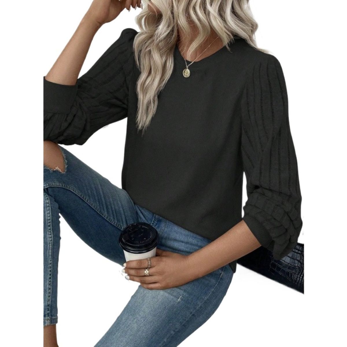 TIOZONEY - Sudadera de cuello redondo para mujer