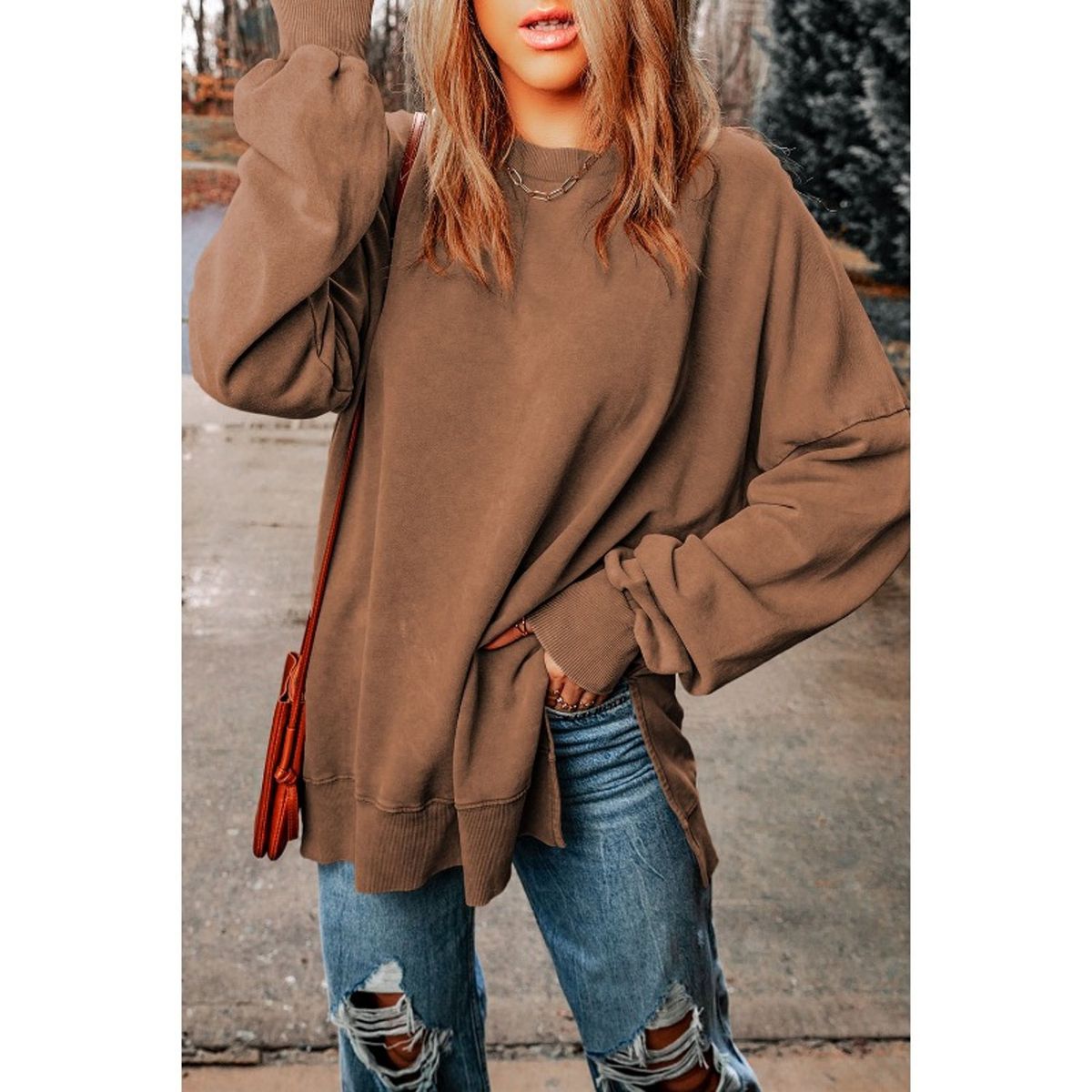 TIOZONEY - Sudadera de cuello redondo para mujer