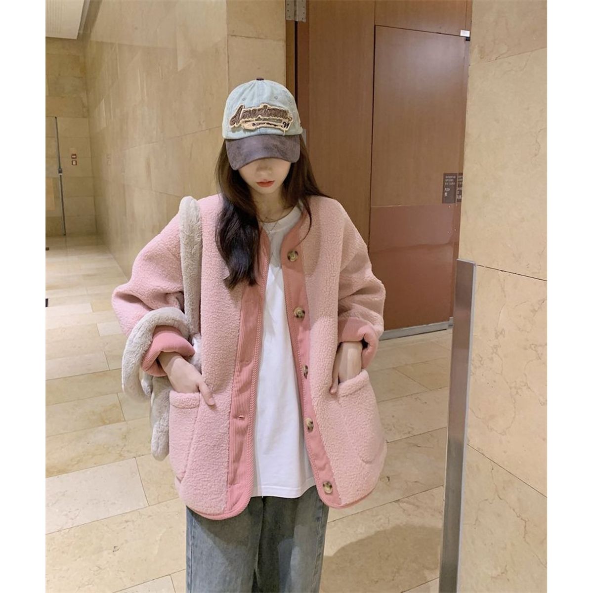 TIOZONEY - Chaqueta de manga larga para mujer - Rosado