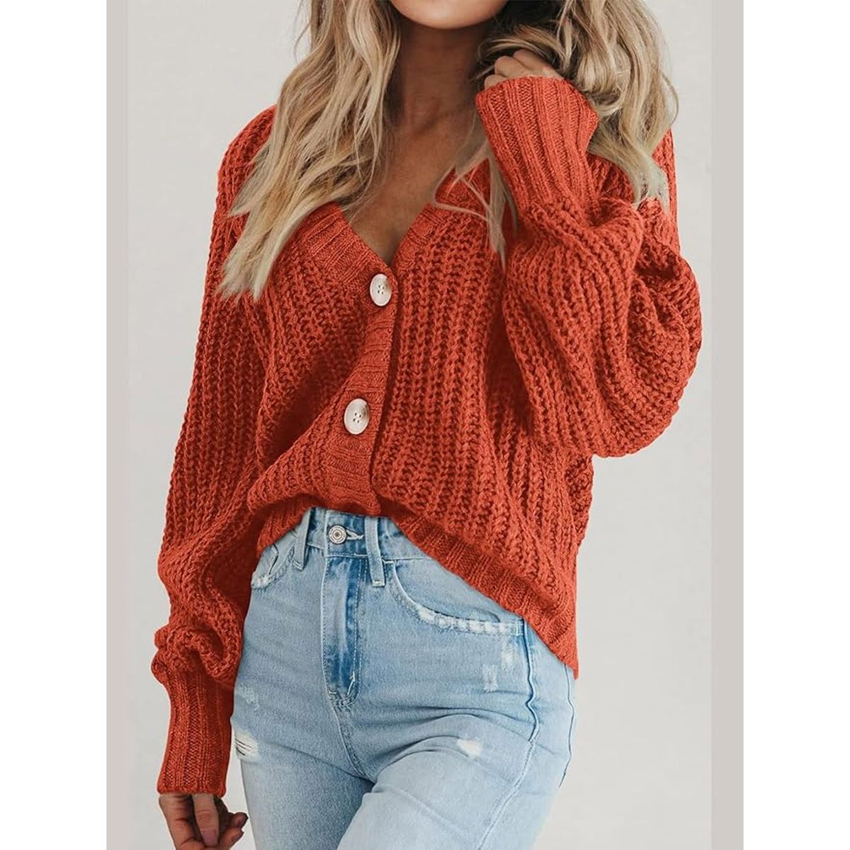 TIOZONEY - Sweater con botones y gorro para mujer