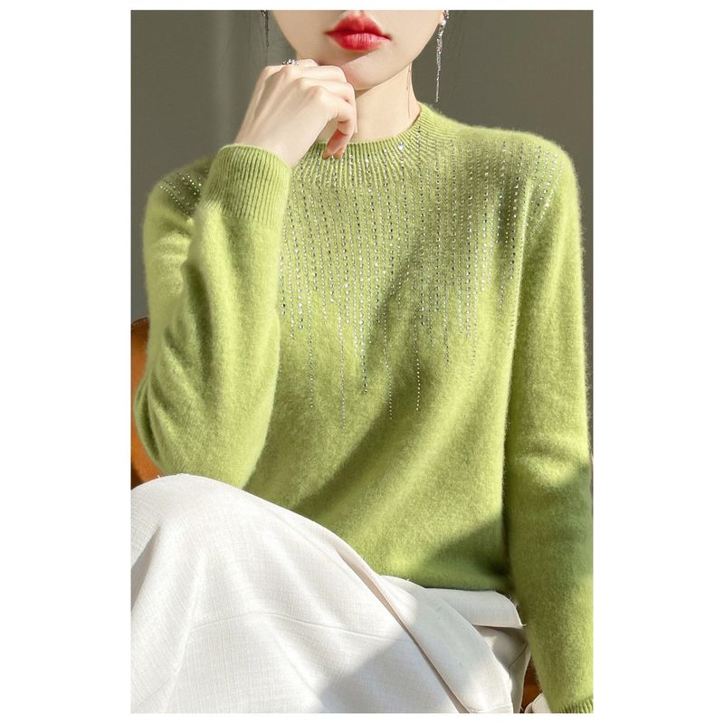 TIOZONEY - Suéter de cuello medio alto para mujeres - Verde