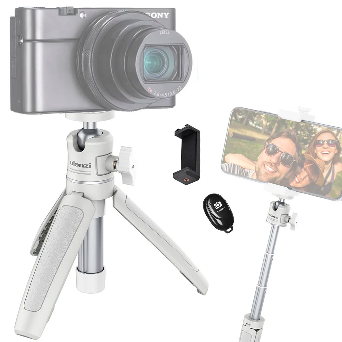 ULANZI - Trípode Palo Selfie Ulanzi MT-08 Blanco + Clip + Shutter