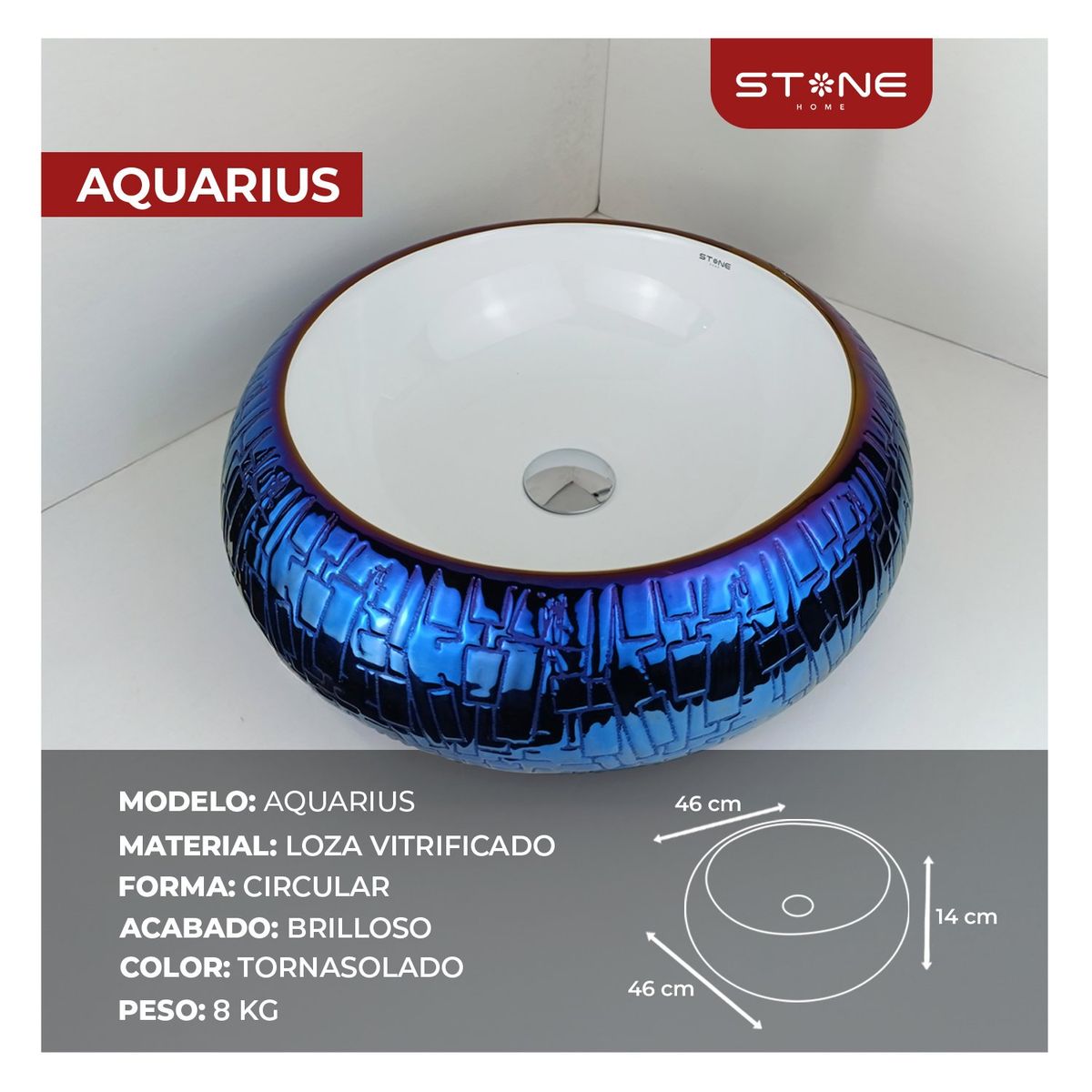 STONE - BOWL REDONDO AQUARIUS AZUL STONE