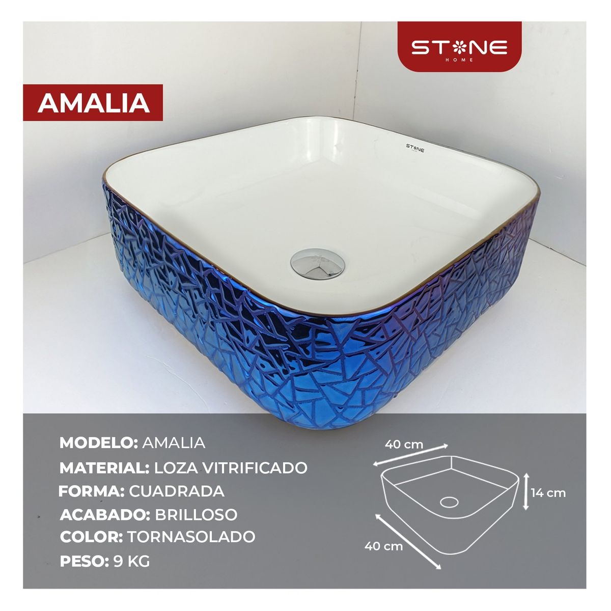 STONE - BOWL RECTANGULAR AMALIA OCEAN STONE
