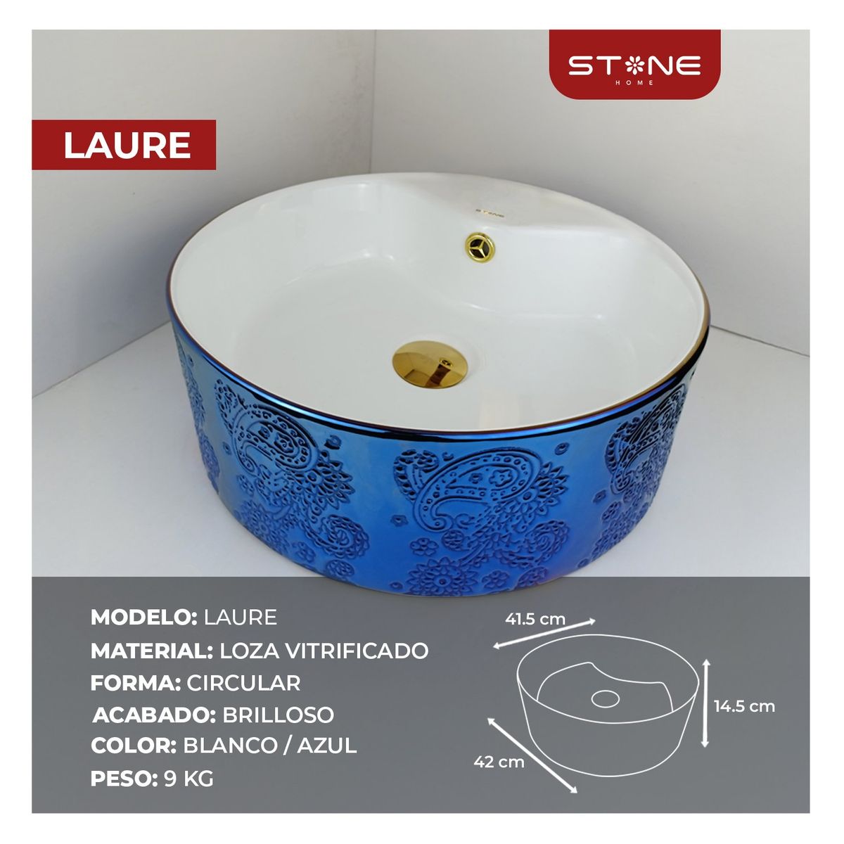 STONE - BOWL REDONDO LAURE AGUAMARINA STONE