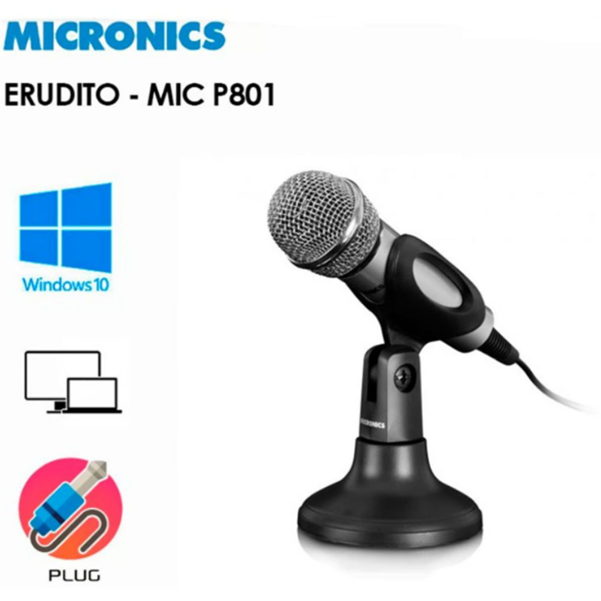 GENERICO - Micrófono Alámbrico Pedestal Erudito MIC P801