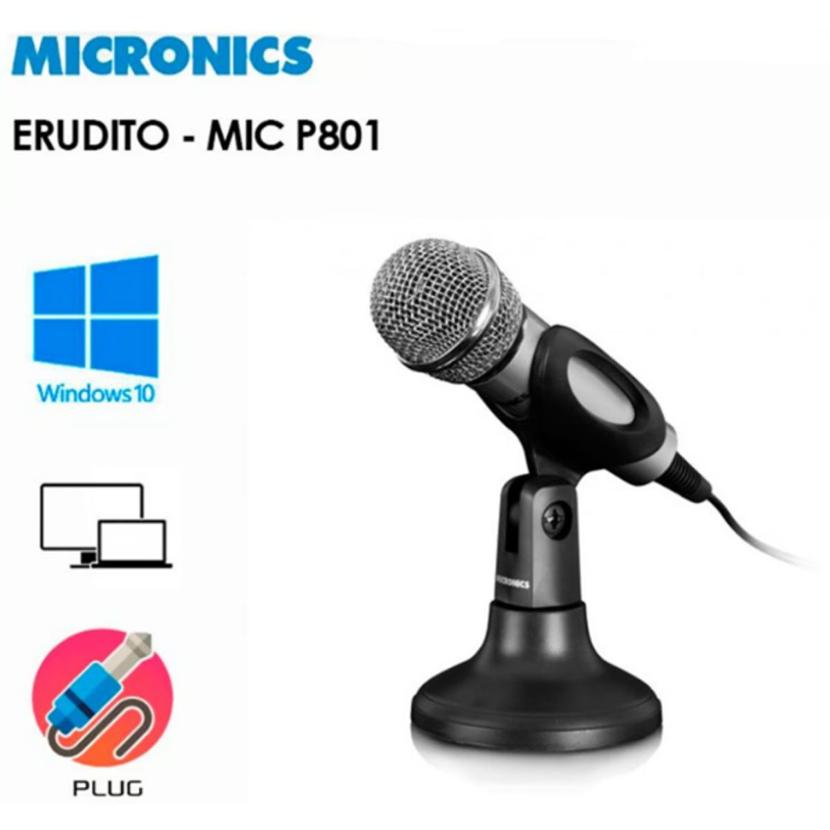 GENERICO - Micrófono Alámbrico Pedestal Erudito MIC P801