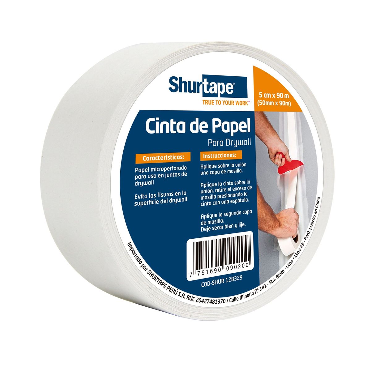 SHURTAPE - Cinta de Papel Drywall PJ-200 50MM x 90M