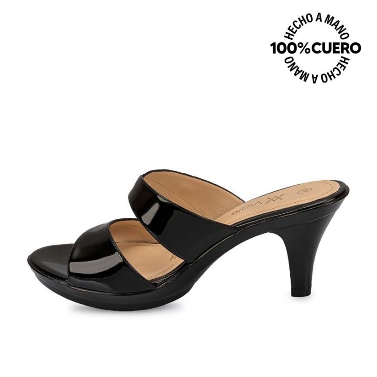 VIALE - Sandalia Strap Casual DAYA-2504 Negro Viale Cuero