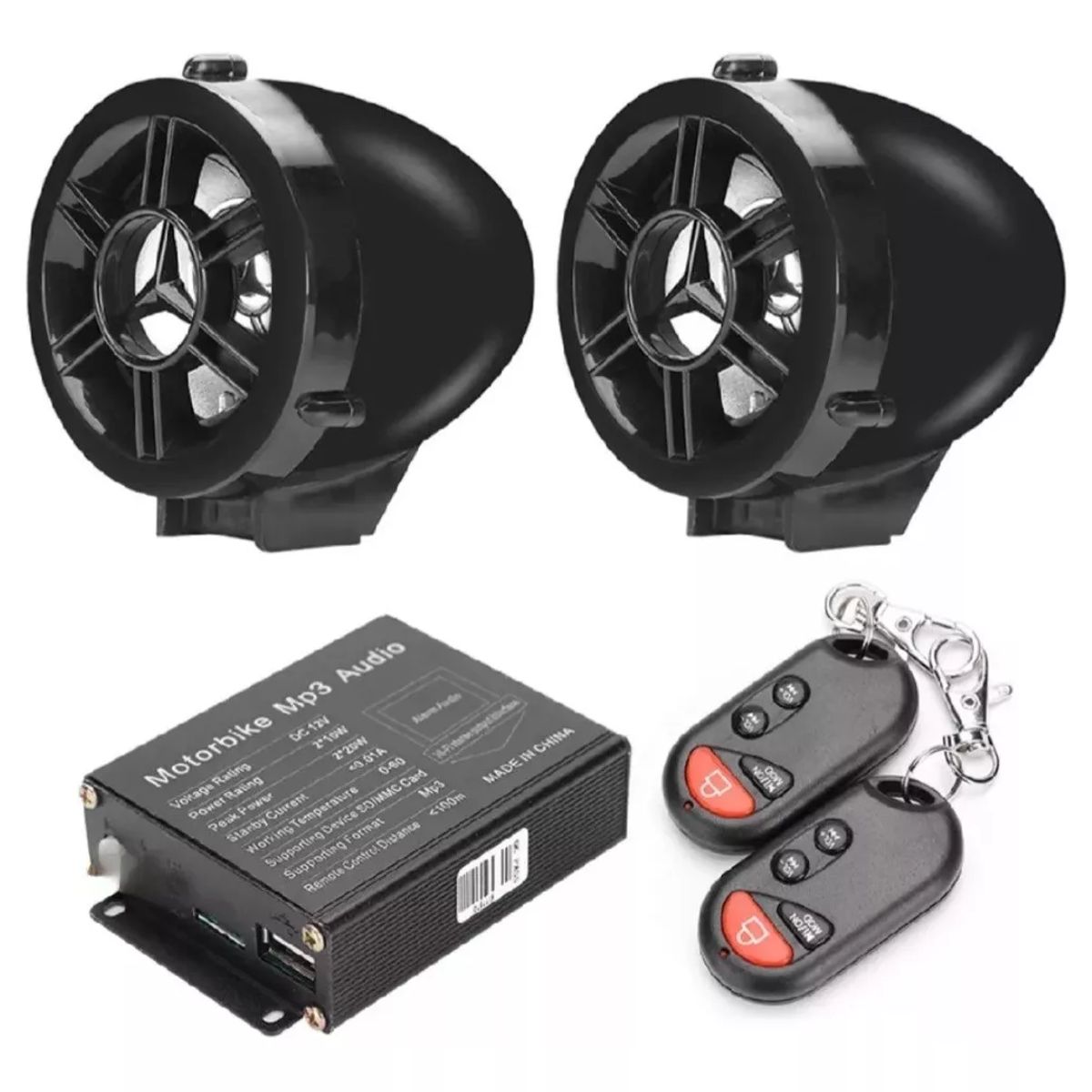 GENERICO - Parlante Alarma para Moto BT +Reproductor MP3 USB Radio FM