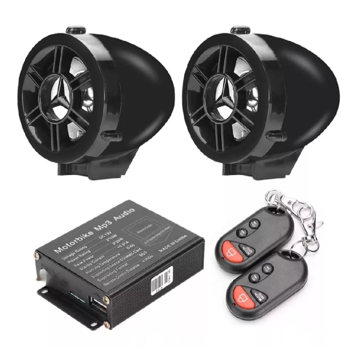 GENERICO - Parlante Alarma para Moto BT +Reproductor MP3 USB Radio FM