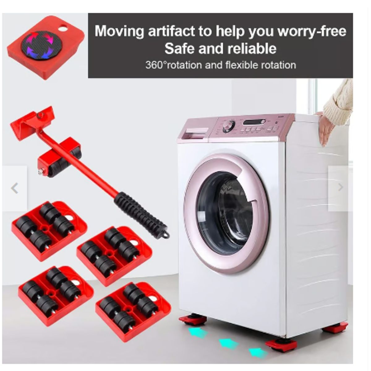 GENERICO - Kit 4 Ruedas Mover Muebles Lavadora Grande Calidad