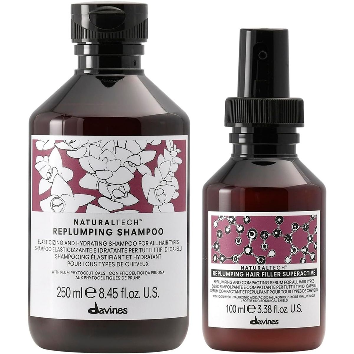 DAVINES - Shampoo Hidratante 250ml + Sérum Davines Replumping