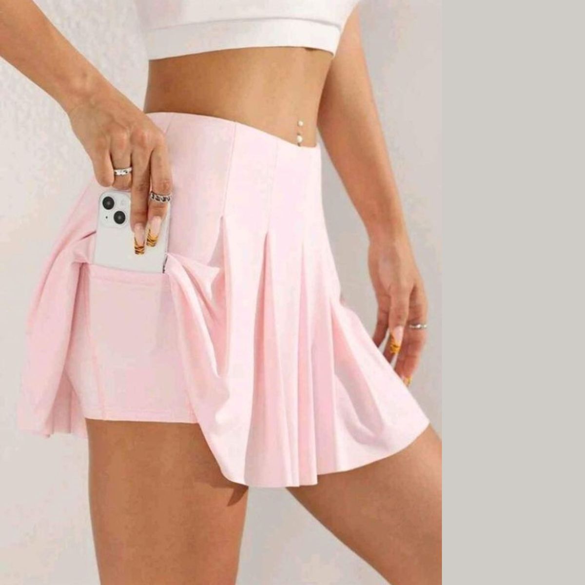 GENERICO - Falda Short Deportiva 2 En 1 con Bolsillo con scrunch