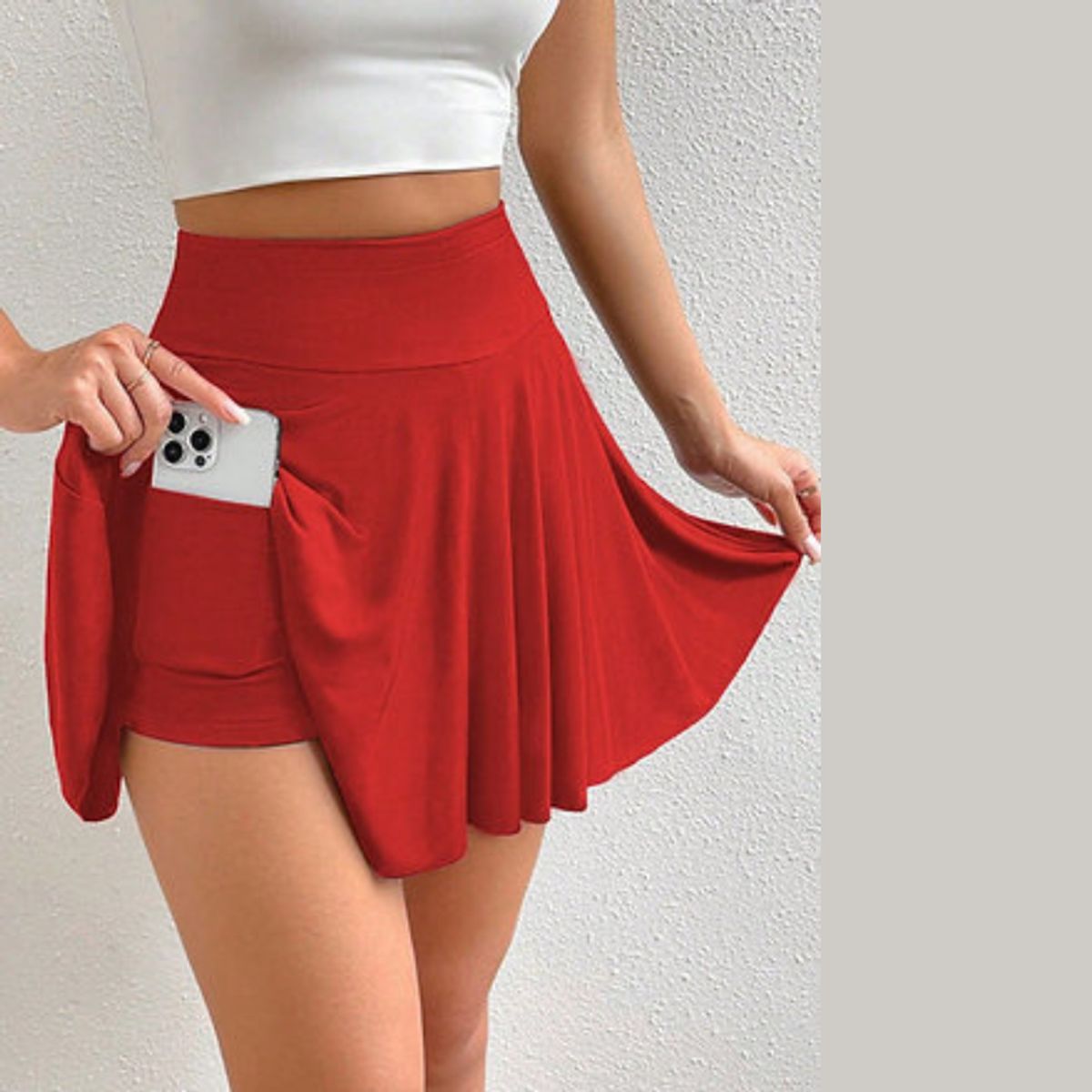 GENERICO - Falda Short Deportiva 2 En 1 con Bolsillo con scrunch