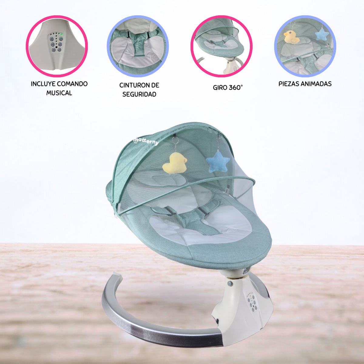 CUZKA - Mecedora Eléctrica para Bebé »COSSY» AQUAMARINE